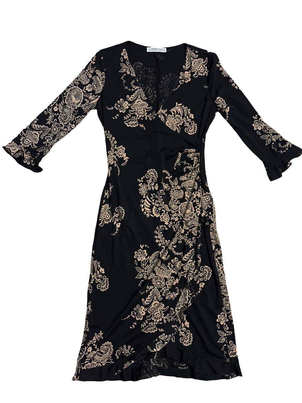 jonathan martin Black Dress with Gold Floral Print